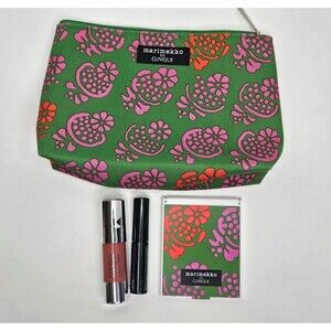 Marimekko For Clinique Green Floral Makeup Bag W/ Mascara, Chubby Stick & Mirror